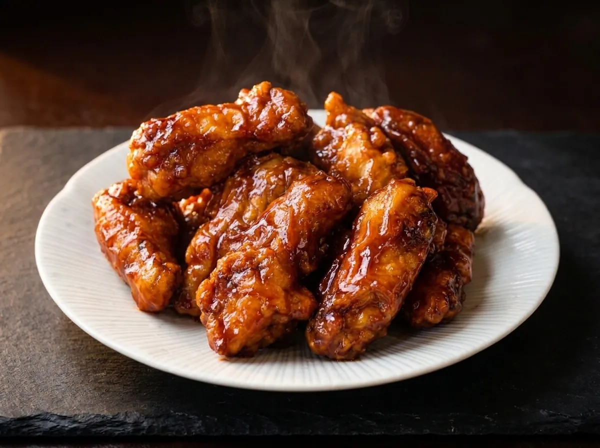 Halal wings tossed in sauce at Chicago Pizza and Pasta in Irving, Texas